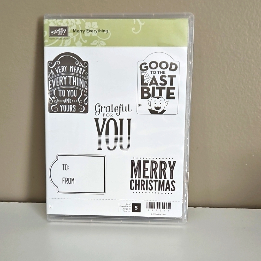 MERRY EVERYTHING rubber cling stamp set